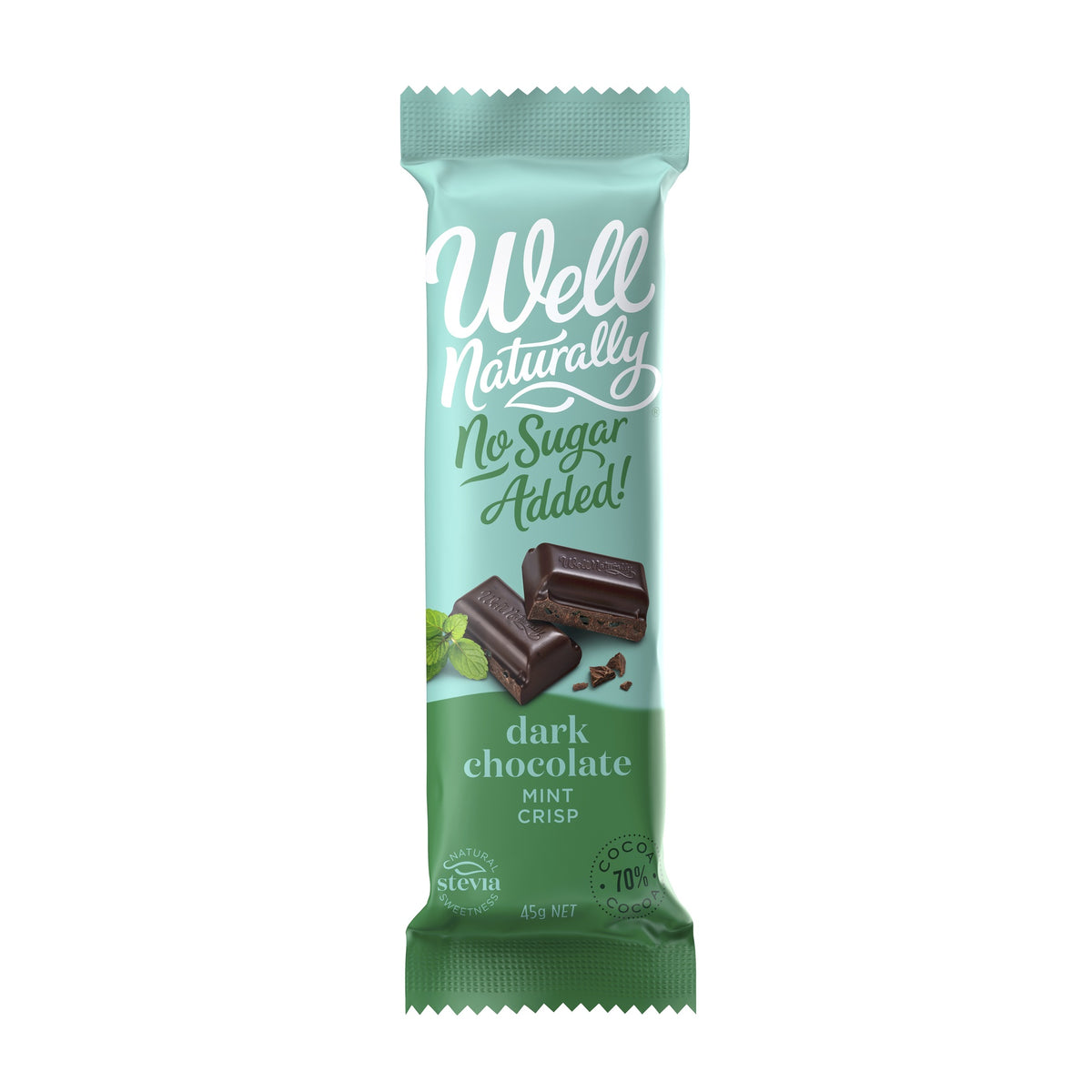 Well Naturally NSA Dark Chocolate Mint Crisp 45g