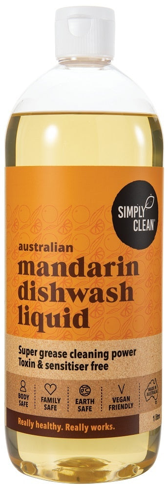 Simply Clean Mandarin Dishwash Liquid 1L