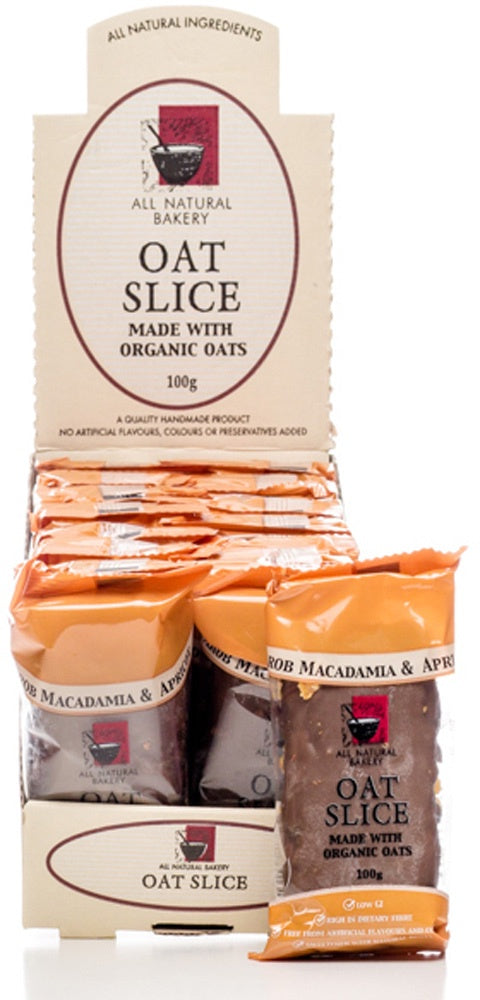 Organic Oat Slice Carob &amp; Macadamia 100g