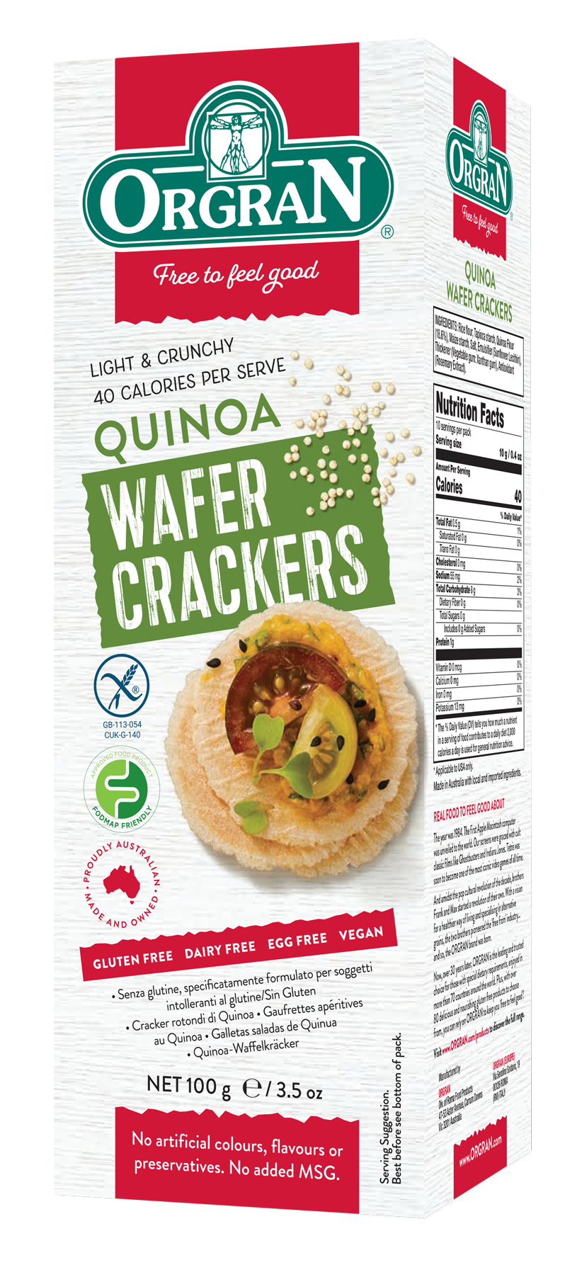 Orgran Gluten Free Crackers Quinoa Wafer 100g