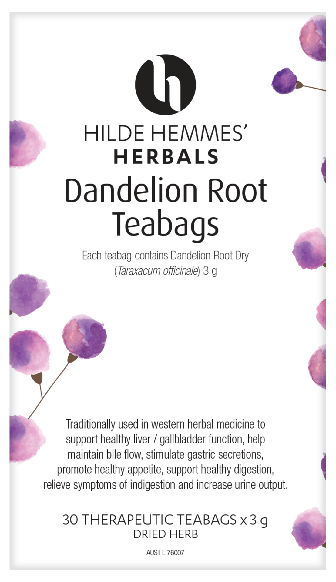 Hilde Hemmes Herbal&#39;s Dandelion Root x 30 Tea Bags