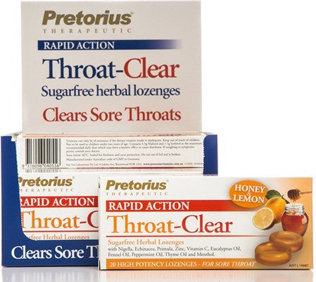 Pretorius Throat Clear Honey &amp; Lemon 20s