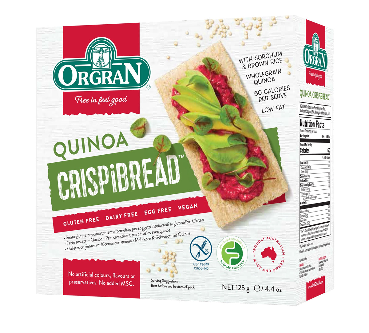 Orgran Gluten Free Crispibread Quinoa 125g